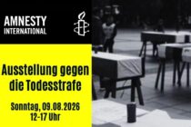 Ausstellung gegen die Todesstrafe am Gänsemarkt.