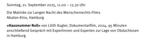 Die Matineé zur Langen Nacht des Menschenrechts-Films 2025